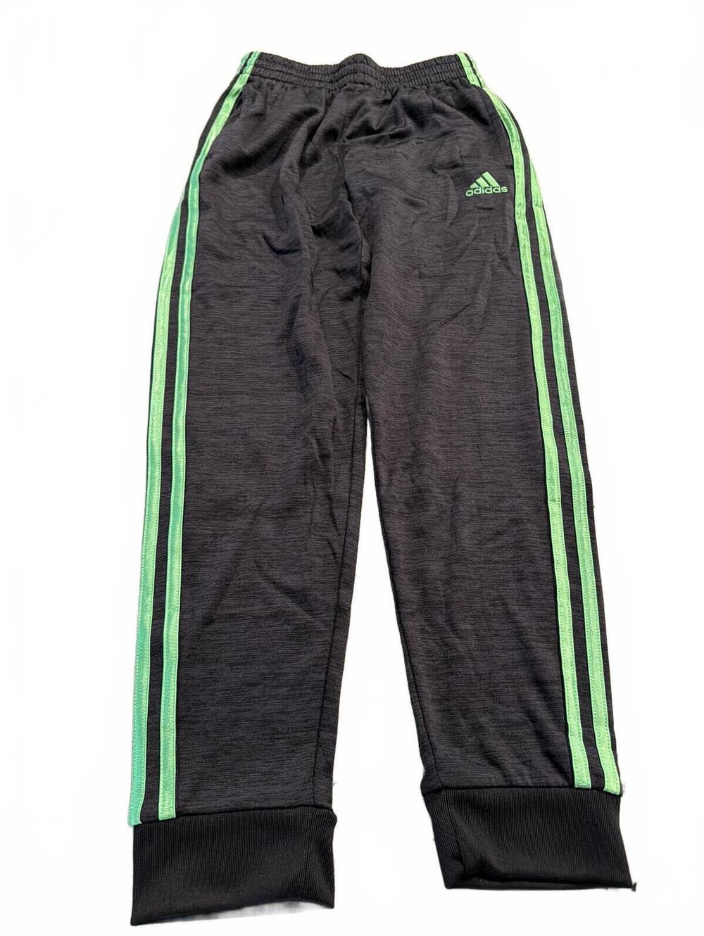 Adidas Boys Medium Track Pants Joggers Green Gray
